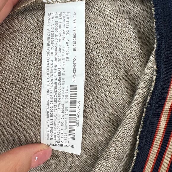 ZARA Combo Varsity Jacket Plaid Knit Snap Button Bomber Collar Size XL X-Large - Picture 8 of 8